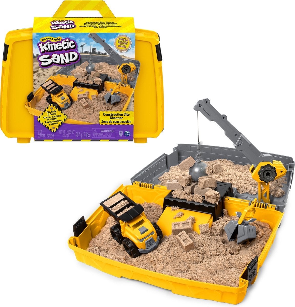 Kinetic Sand Bouwplaats Speelset met Kraan en Voertuigen, Kinderen en Baby's, Speelgoed | Educatief en Creatief, Ophalen of Verzenden
