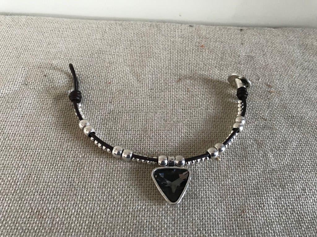 Zamak armband (111) met zwart/grijs Crystal, Sieraden, Tassen en Uiterlijk, Overige materialen, Nieuw, Zilver, Met bedels of kralen