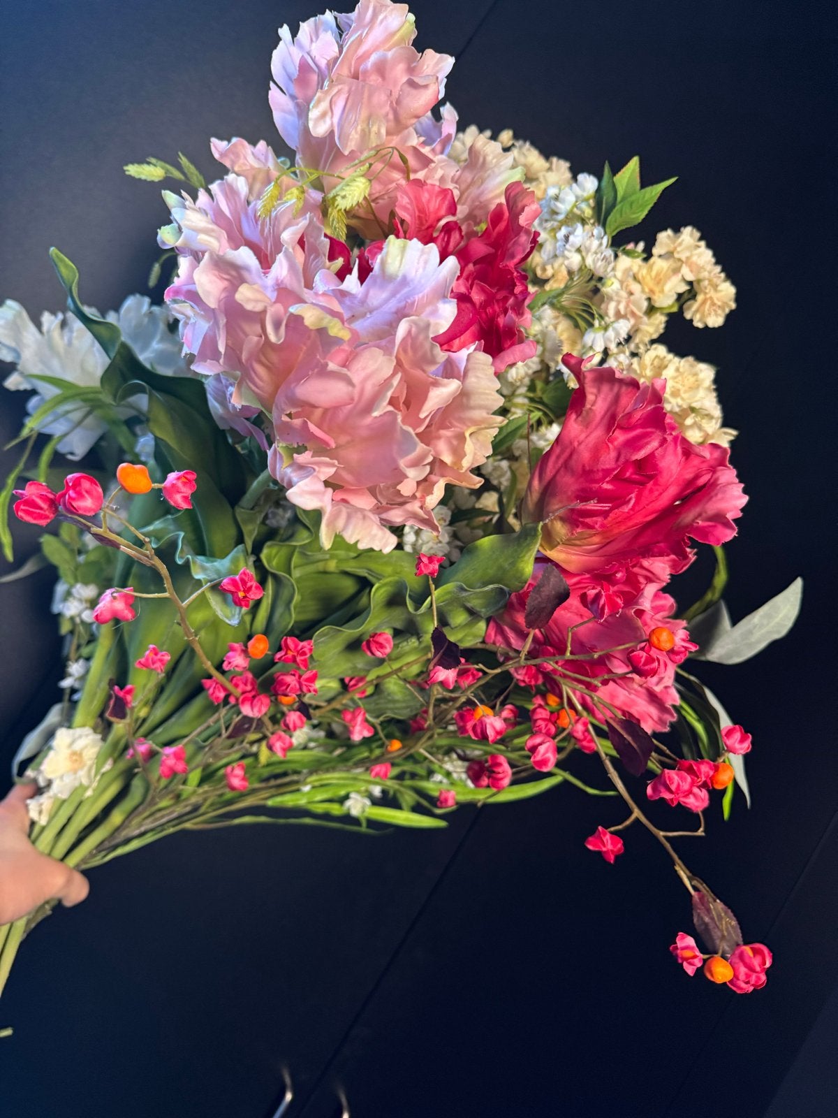 XXL Zijden Boeket Roze, Fuchsia & Wit - Kunstbloemen, Binnen, Ophalen of Verzenden, Boeket, Onderhoudsvrij