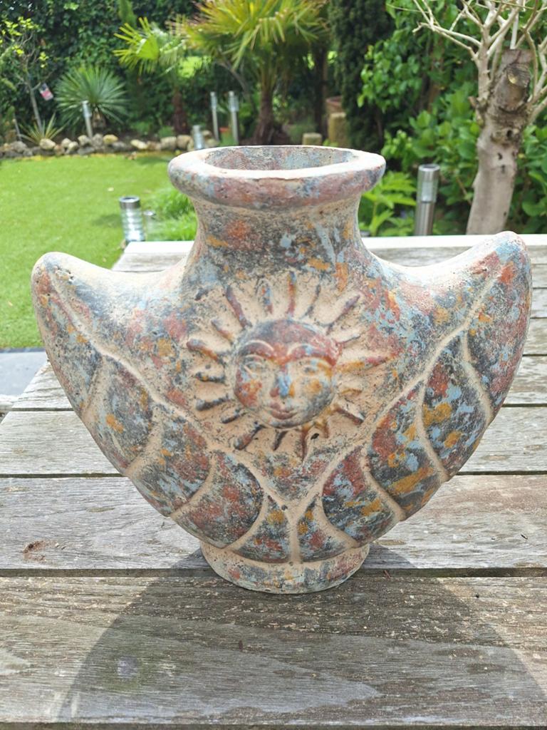 Mexicaans Aardewerk Zon Vaas Jaren '90 - 30cm, Ophalen of Verzenden