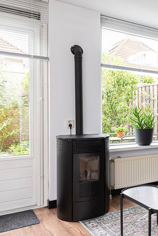Curva Pelletkachel 8 kW + PowerPlus aszuiger, Ophalen, Gebruikt, Overige brandstoffen, Pelletkachel