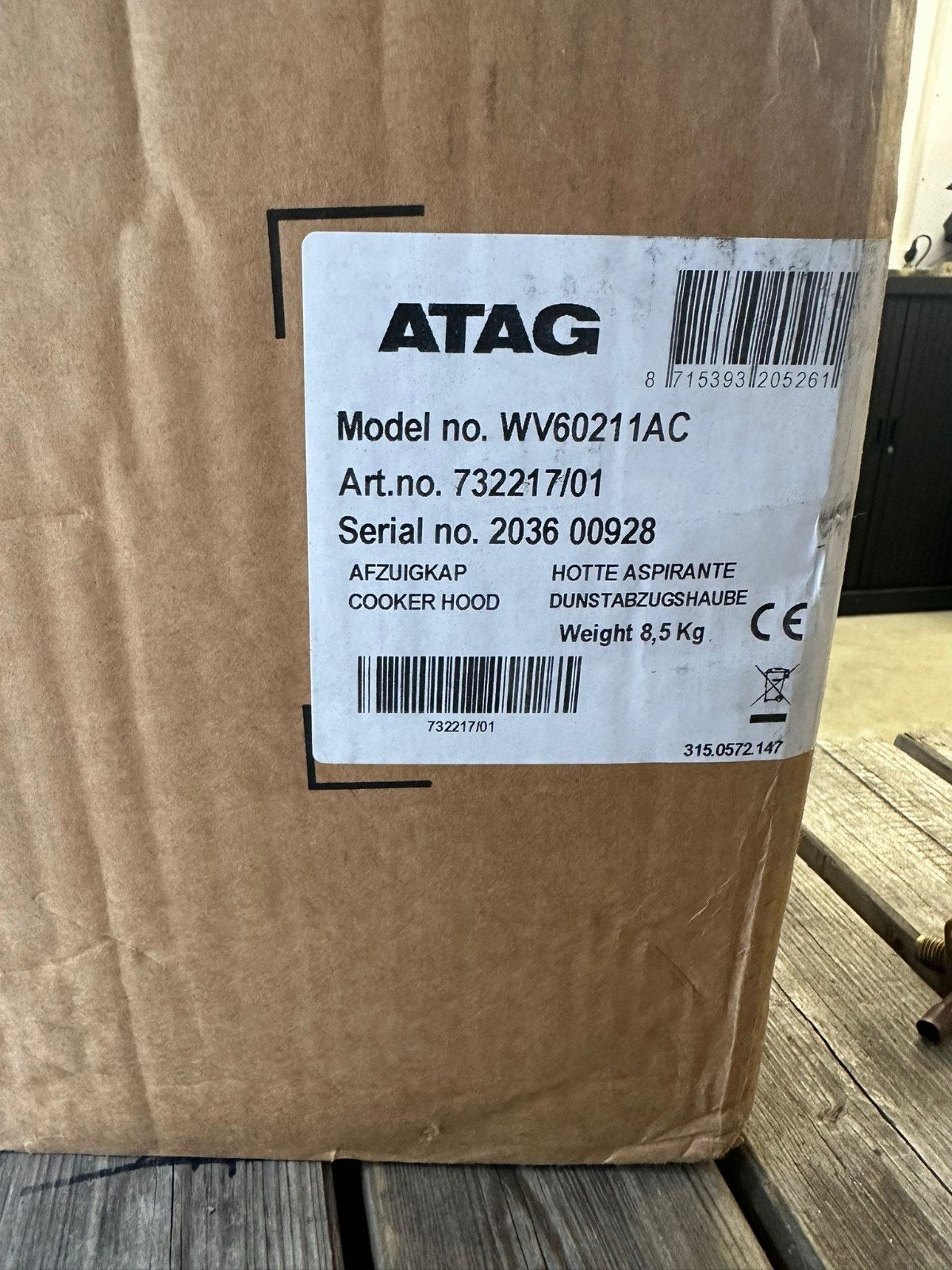 ATAG WO6211AC, Witgoed en Apparatuur, Afzuigkappen, Ophalen of Verzenden, Nieuw, 200 tot 400 m³ per uur, Onderbouw afzuigkap