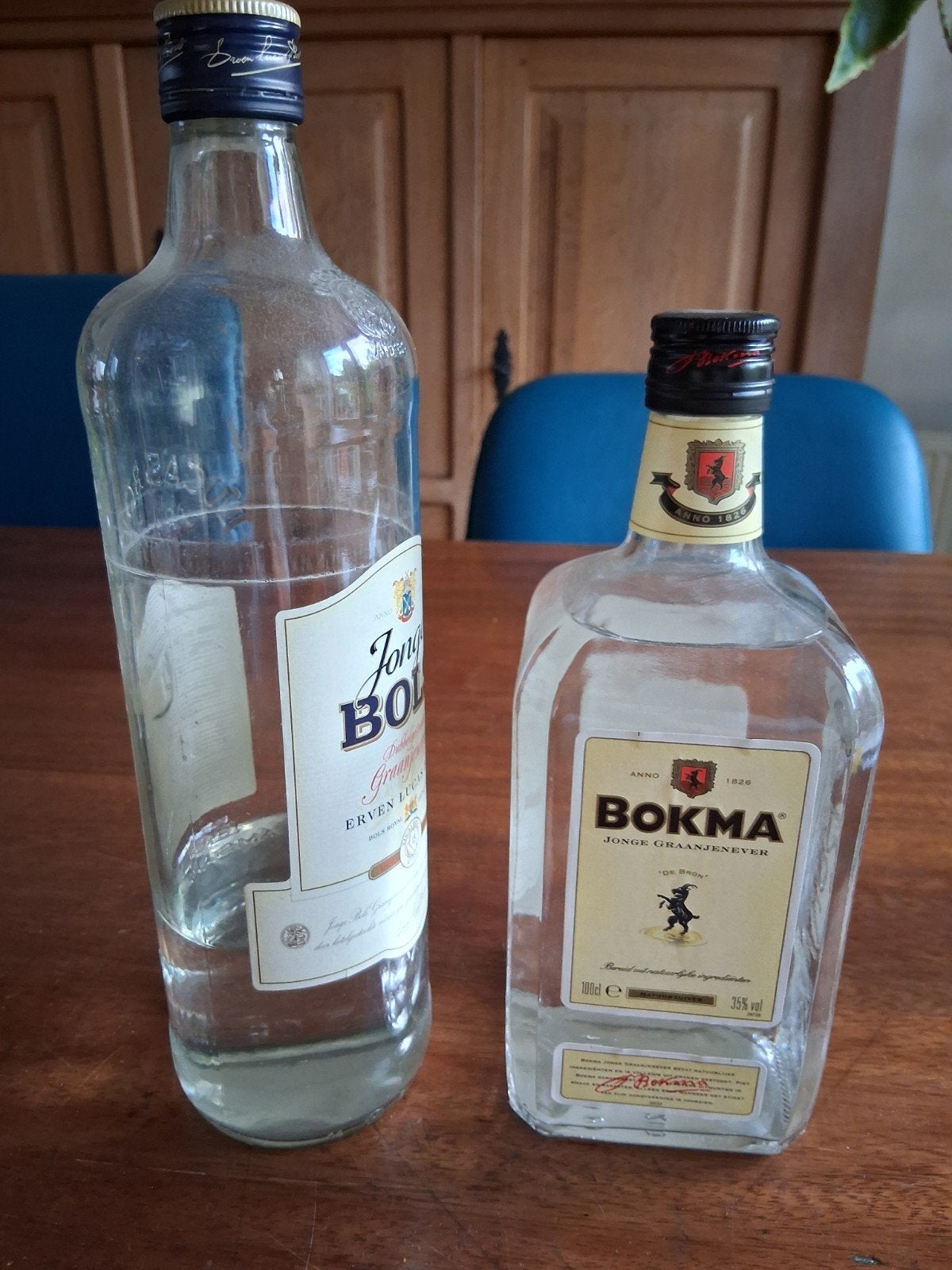 1 ltr Bokma jonge graanjenever €10 met gratis 1/3 fles Jonge, Verzamelen, Ophalen of Verzenden, Frankrijk, Rode wijn