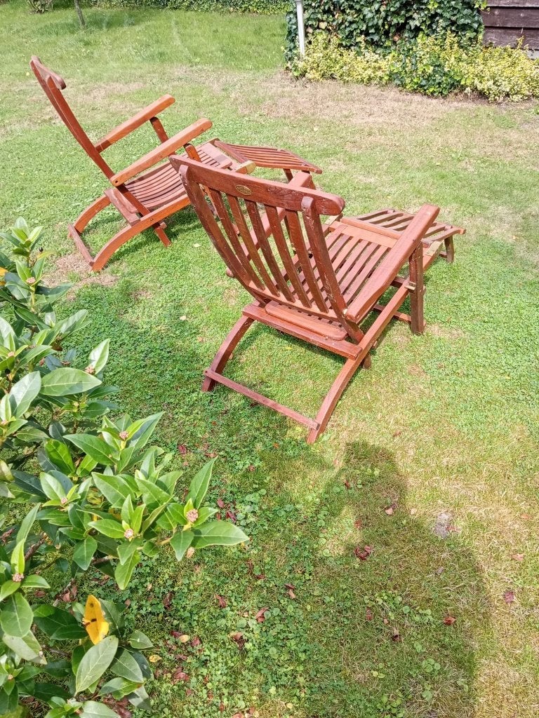 Plantation Deckchair, Tuin en Terras, Ophalen, Zo goed als nieuw, Teakhout, Inklapbaar