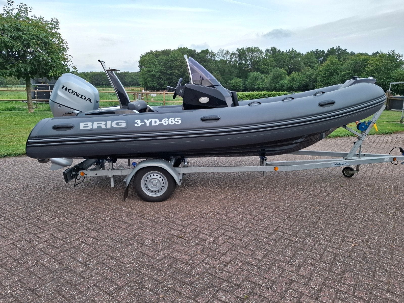 BRIG 5.0 100 pk  Honda buitenboordmotor 100 uur !!, Watersport en Boten, Afdekzeil, Brig, Zo goed als nieuw, Ophalen