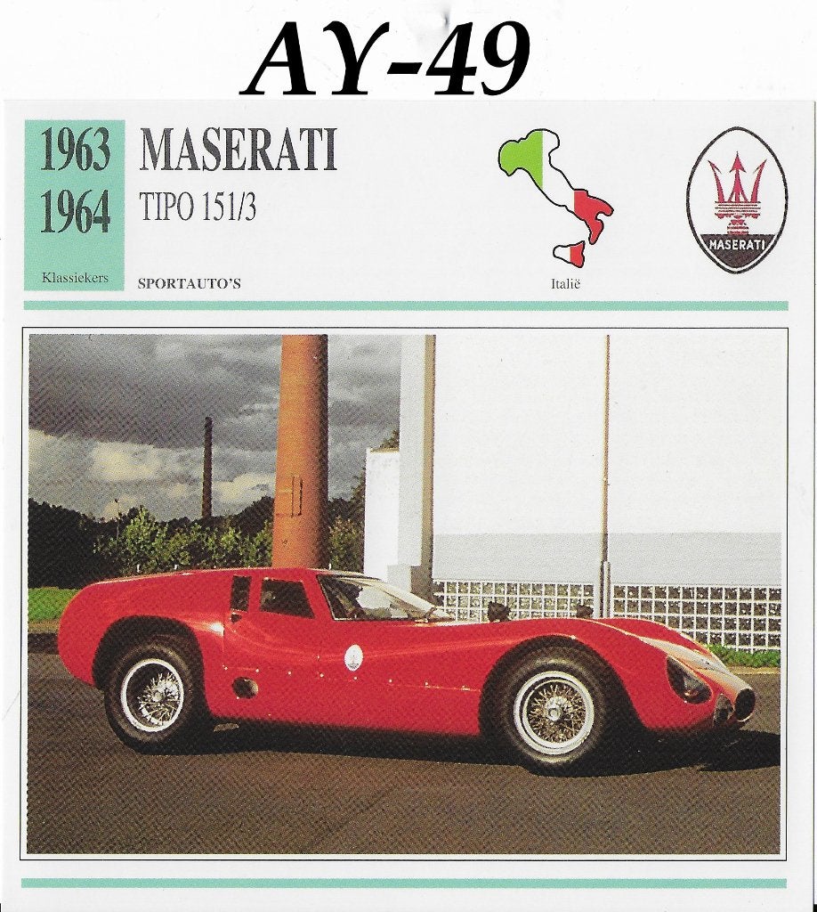 Ay49 autokaart maserati tipo 151 / 3 (1963 - 1964), Ophalen of Verzenden, Zo goed als nieuw, Auto's