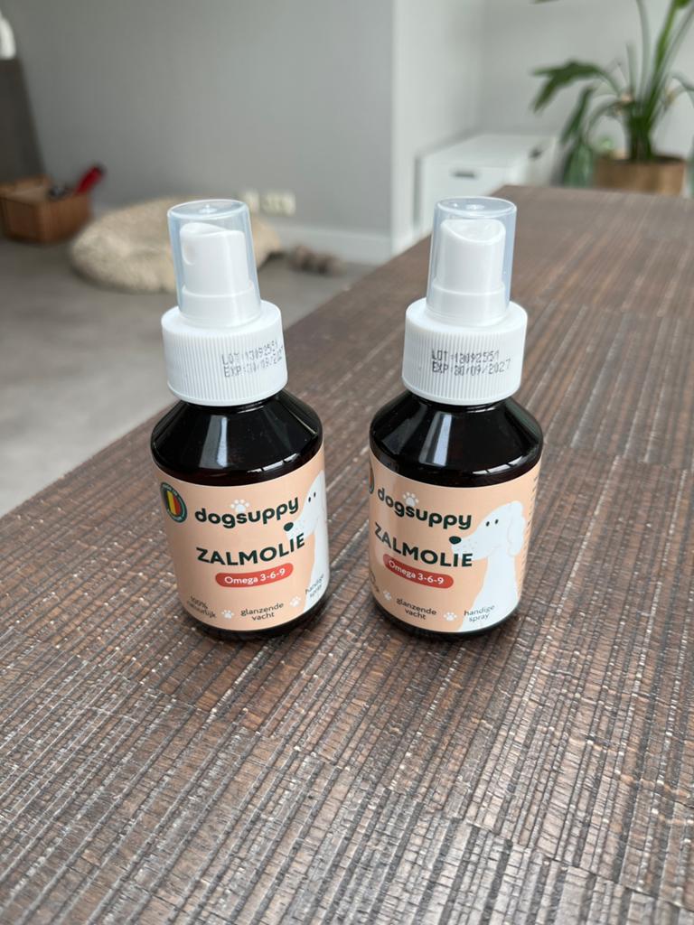 Dogsuppy Zalmolie 2 nieuwe flesjes van 100 ml, Dieren en Toebehoren, Ophalen of Verzenden, Nieuw
