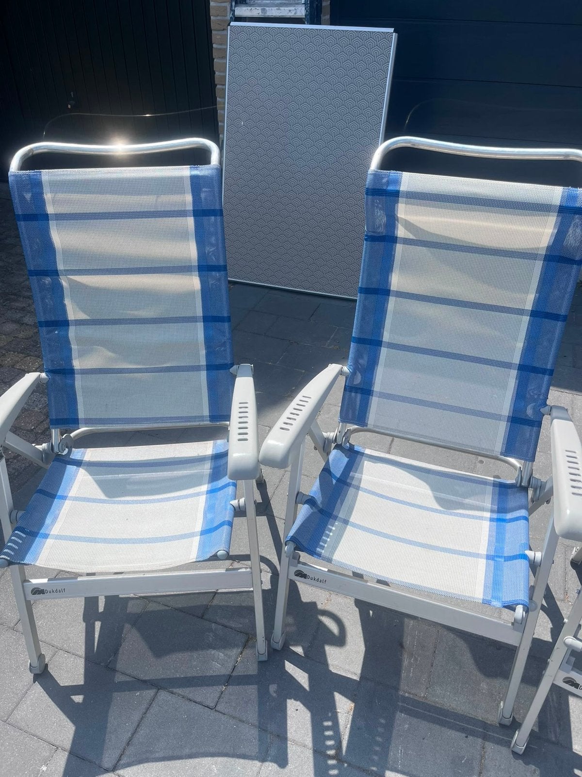 Campingstoelen en krukje - set van 4, Ophalen, Gebruikt, Aluminium, Inklapbaar