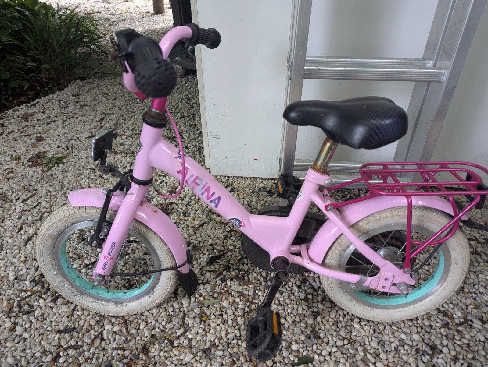 Roze Alpina kinderfiets 12 inch met bagagedrager, Fietsen en Brommers, Ophalen