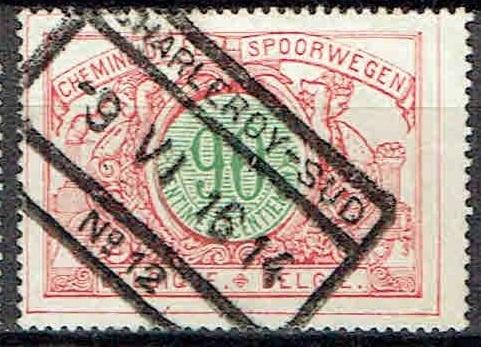 Belgie 1914 Spoorwegzegel met Blokstempel CHARLEROY-ZUID, Verzenden, Gestempeld, Treinen