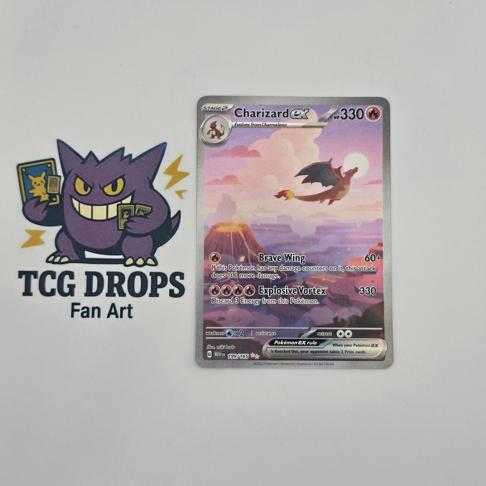 Charizard ex	Scarlet & Violet 151 MEW199/165, Hobby en Vrije tijd, Ophalen of Verzenden, Nieuw, Losse kaart, Foil
