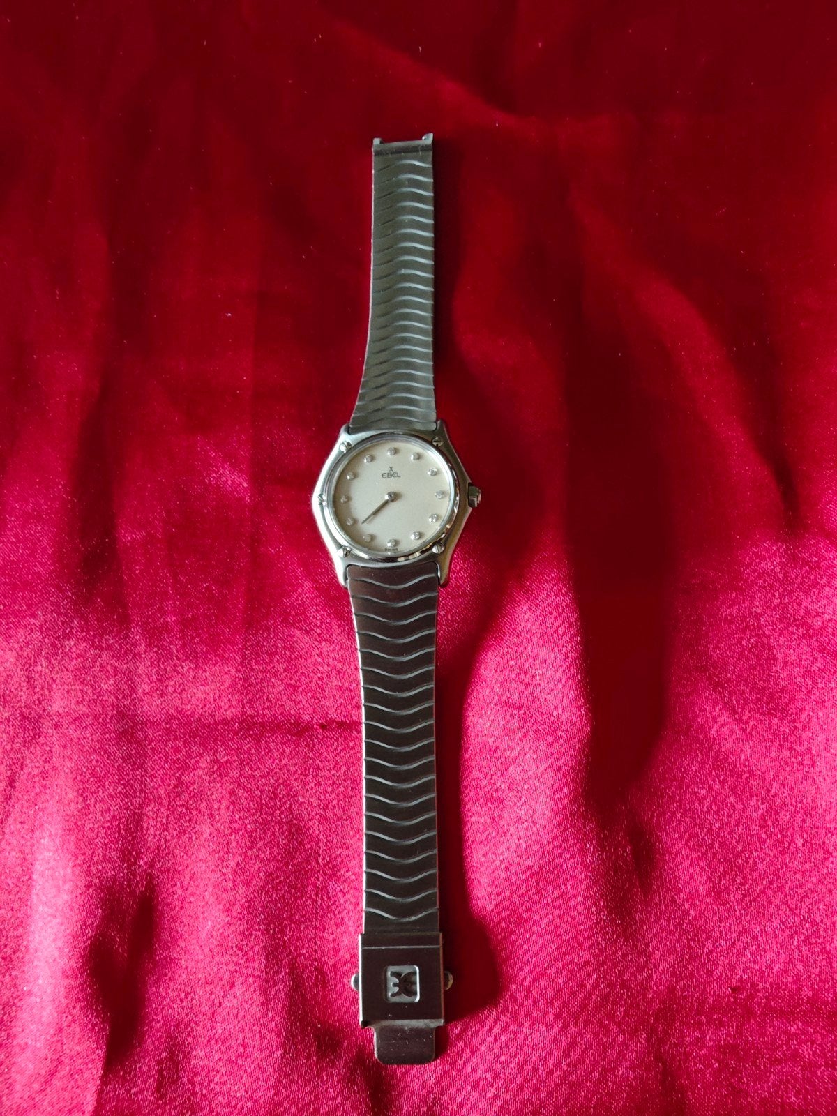 Ebel Classic Wave Dameshorloge met 12 Diamantjes, Overige merken, Staal, Gebruikt, Staal