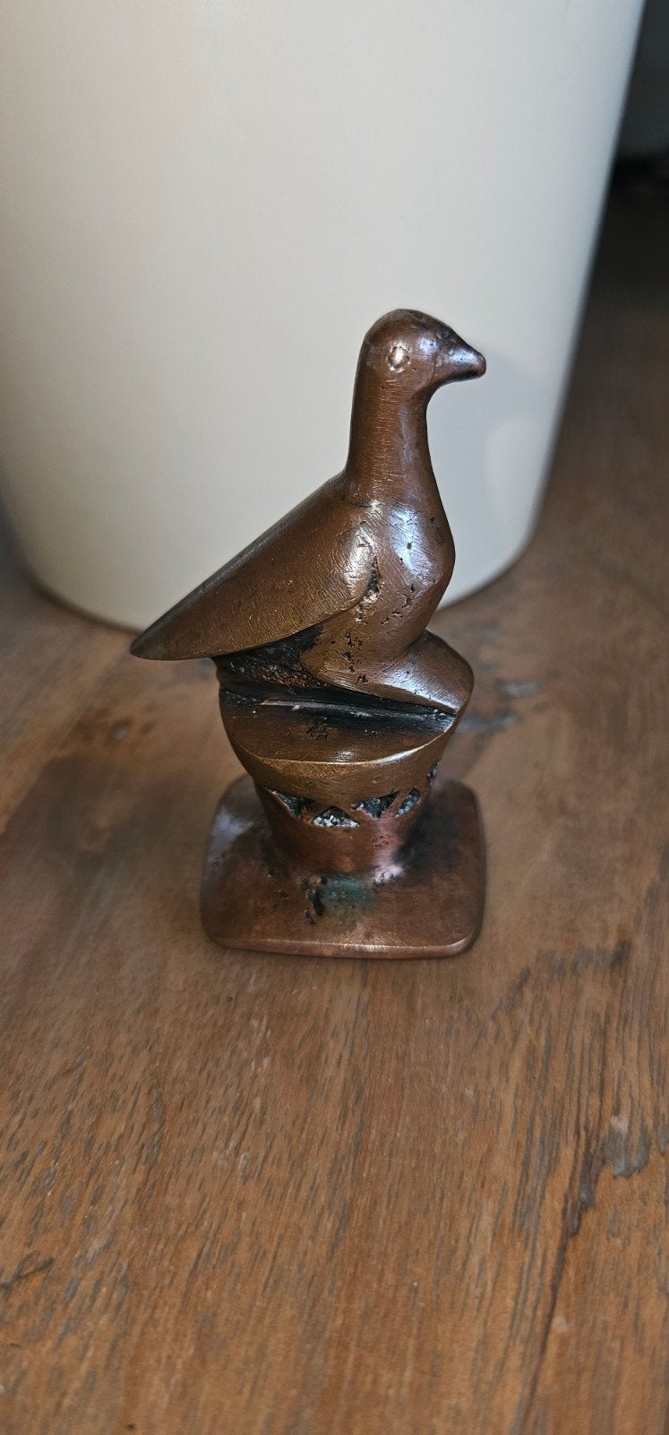 Vintage bronzen vogelbeeldje, 7,5 cm hoog, Ophalen of Verzenden, Brons