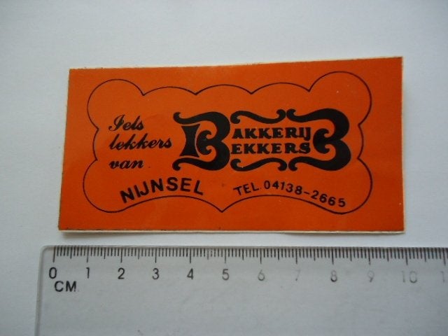 sticker oud NIJNSEL bakkerij Bekkers iets lekkers brood ret, Ophalen of Verzenden, Zo goed als nieuw, Bedrijf of Vereniging