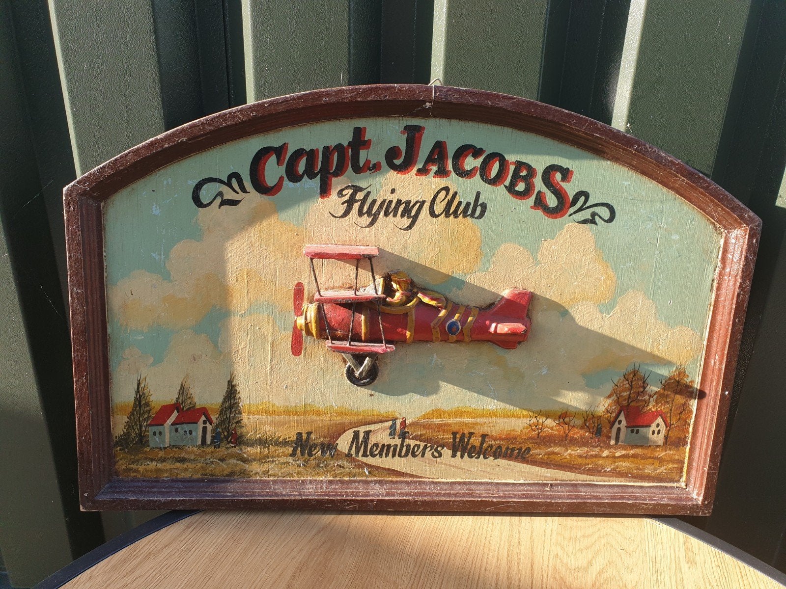 3d bord captain Jacobs flying club, Ophalen of Verzenden, Gebruikt, Reclamebord