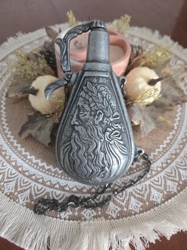 Vintage tinnen decoratieve poederfles, Antiek en Kunst, Ophalen of Verzenden