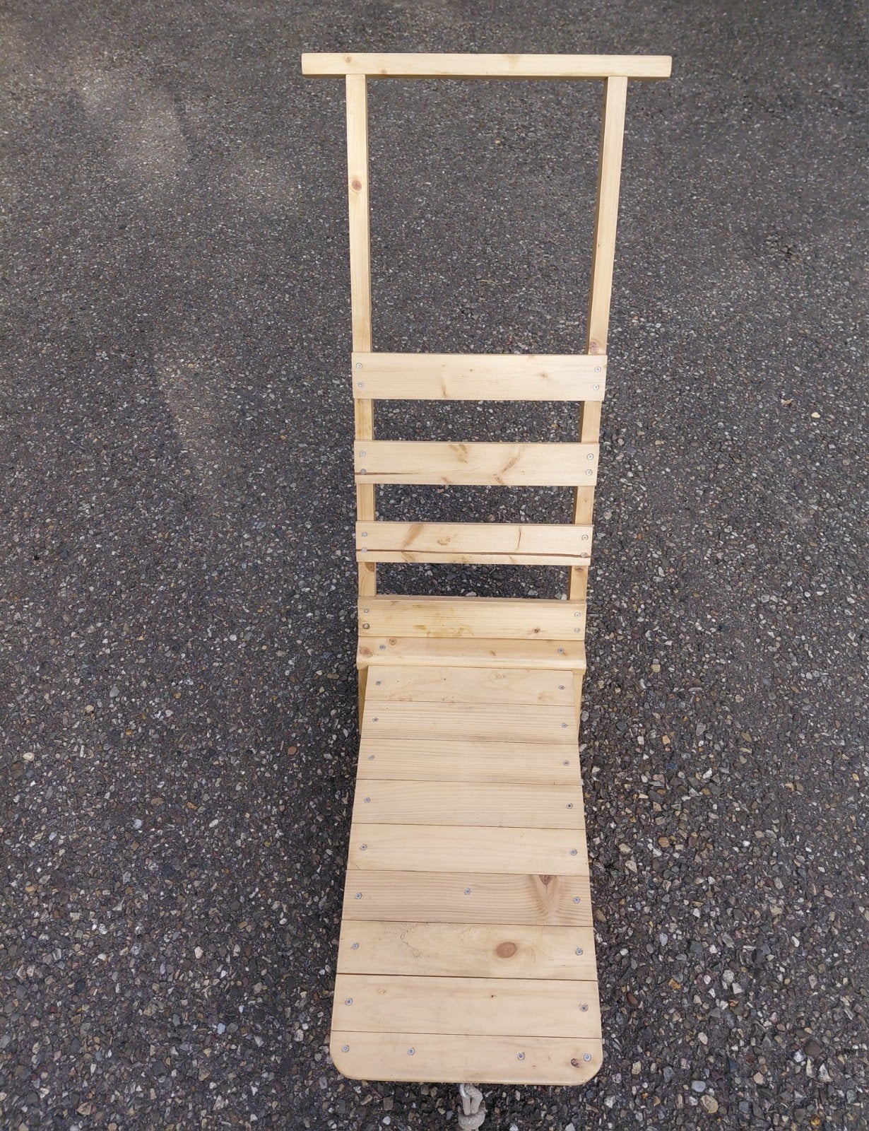 houten slee met afneembare ruggensteun duwstang, Ophalen, Rugleuning, Gebruikt, Hout