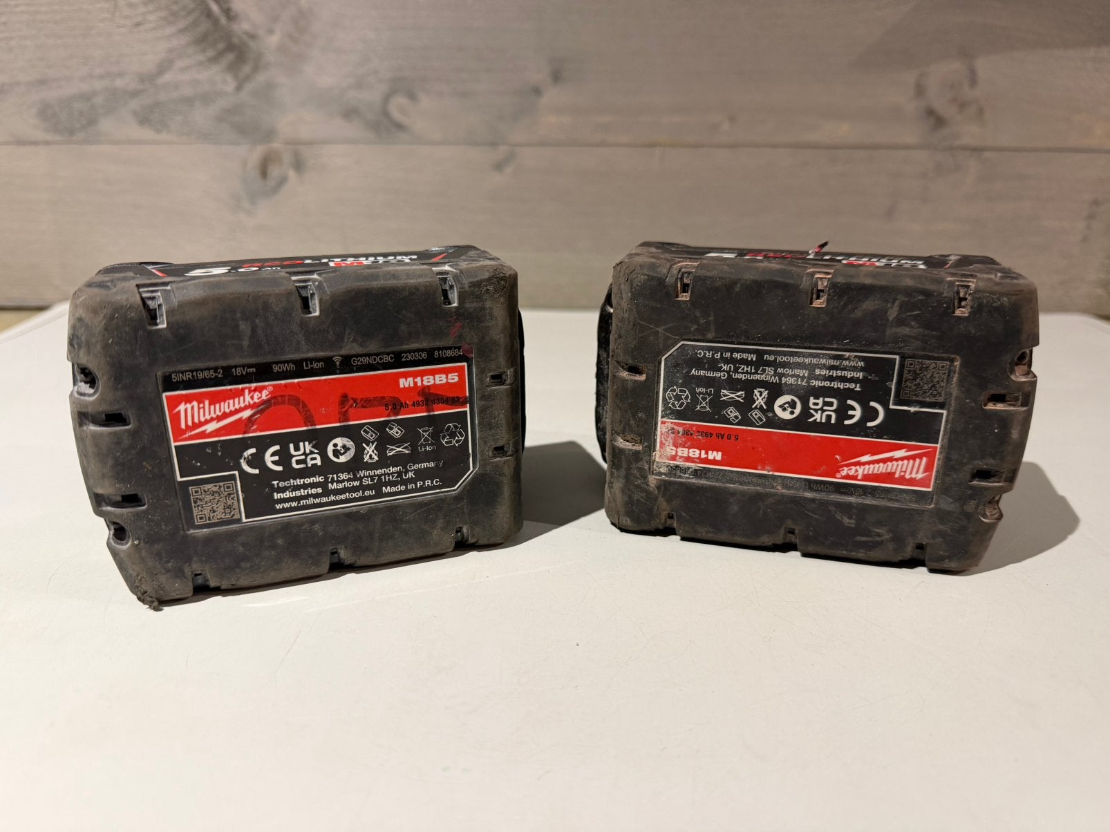 Milwaukee M18 B5 18V Li-Ion batt - 5.0Ah, Ophalen of Verzenden, Zo goed als nieuw, Nvt, Nvt