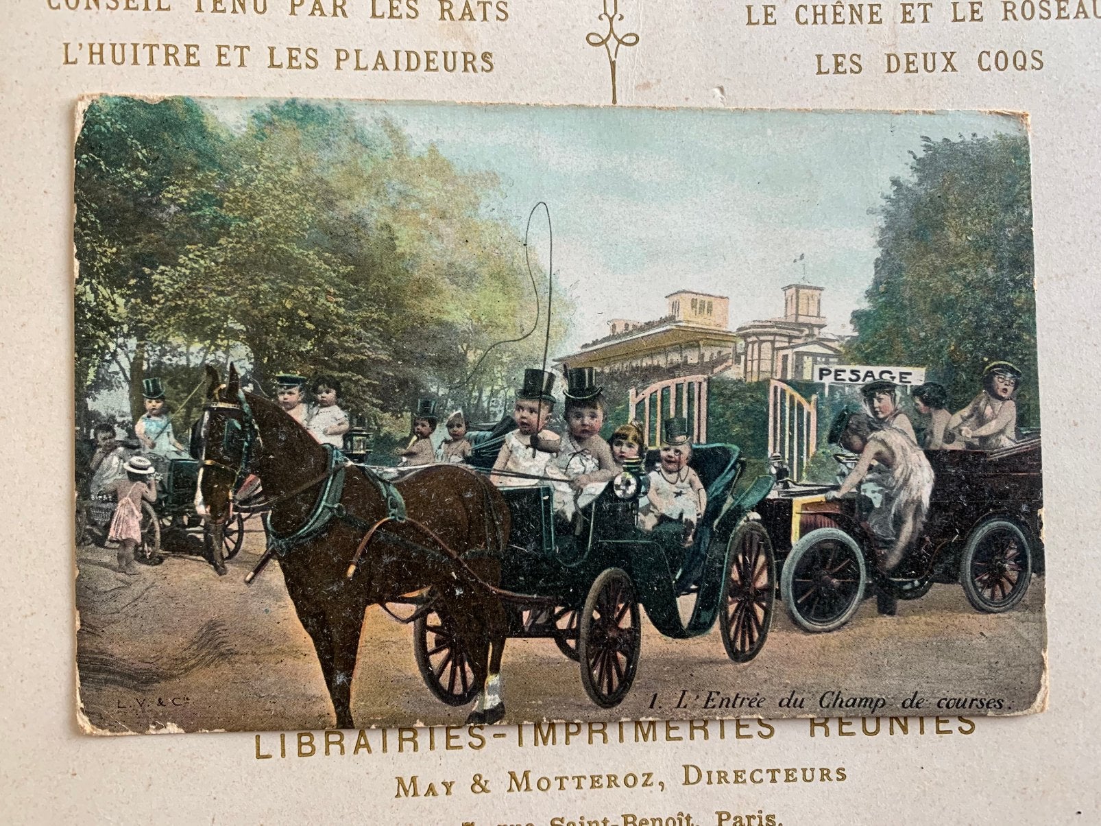1907 L’entrée du Champ de courses - baby’s in een koets (BA), Verzamelen, Ansichtkaarten | Themakaarten, Gelopen, Voor 1920, Kinderen