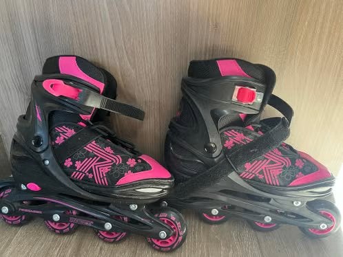 GEBRUIKT! Roces skeelers Jokey, zwart/roze, mt 38-41, €27,99, Roces, Ophalen of Verzenden, Inline skates 4 wielen, Verstelbaar
