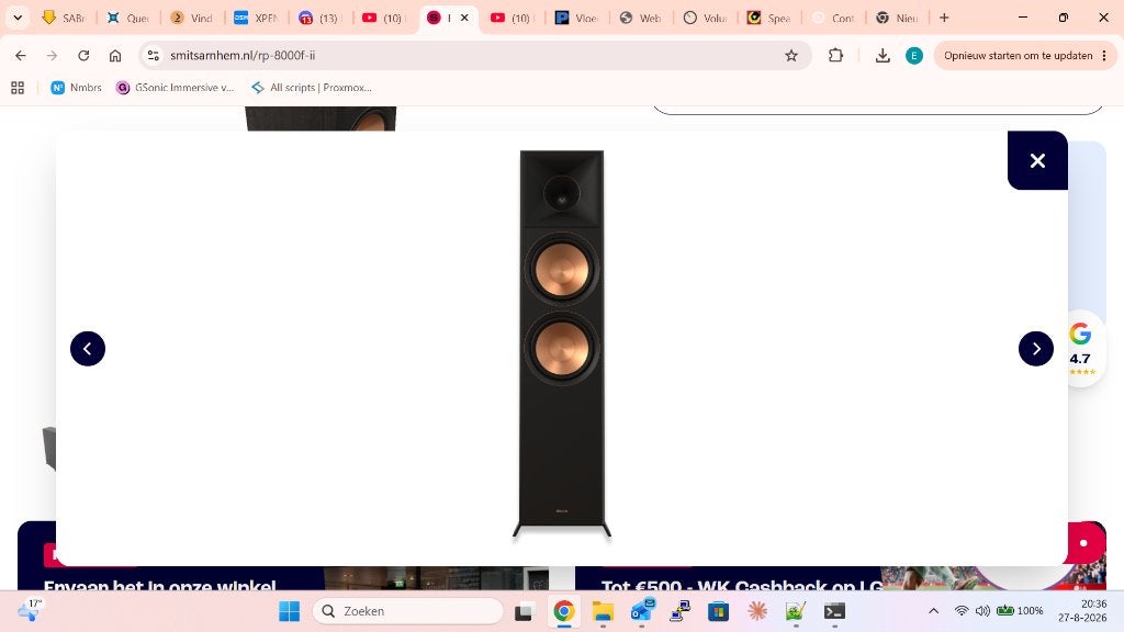 Klipsch RP-8000F II Vloerstaande Luidsprekers, Vloerstaande luidspreker, Basreflex, Zo goed als nieuw, Ophalen