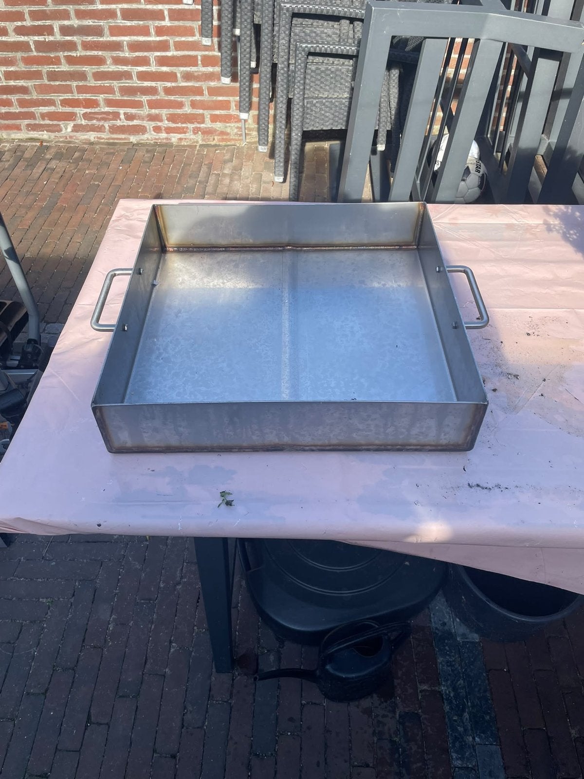 RVS Visbakpan 50x50 Z.G.A.N. (zonder deksel), Overige typen, Met handvatten, Ophalen of Verzenden, Zo goed als nieuw