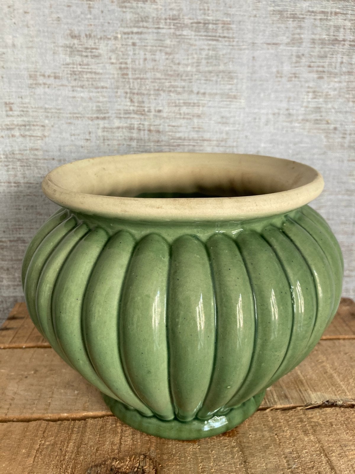 Vintage „pumpkin" bloempot, in perfecte staat, Rond, Binnen, Ophalen of Verzenden, Zo goed als nieuw