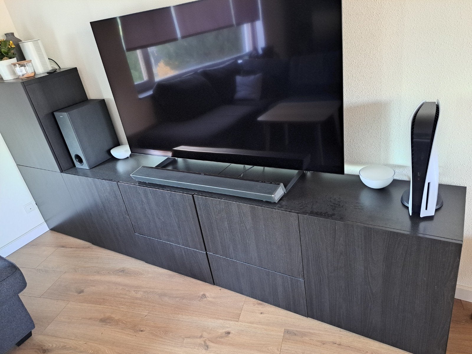 Ikea Besta kasten/tv meubel zwartbruin, Ophalen, Zo goed als nieuw, 200 cm of meer, Minder dan 100 cm