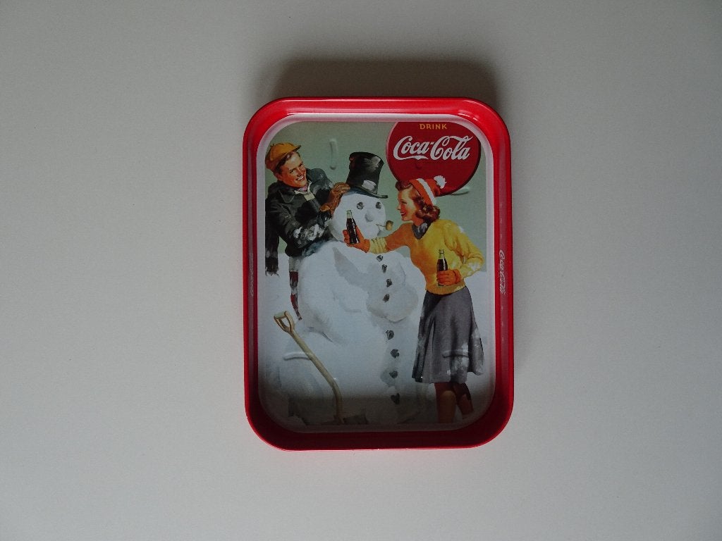 Coca-Cola aluminium dienblad, Ophalen of Verzenden, Rond, Hout