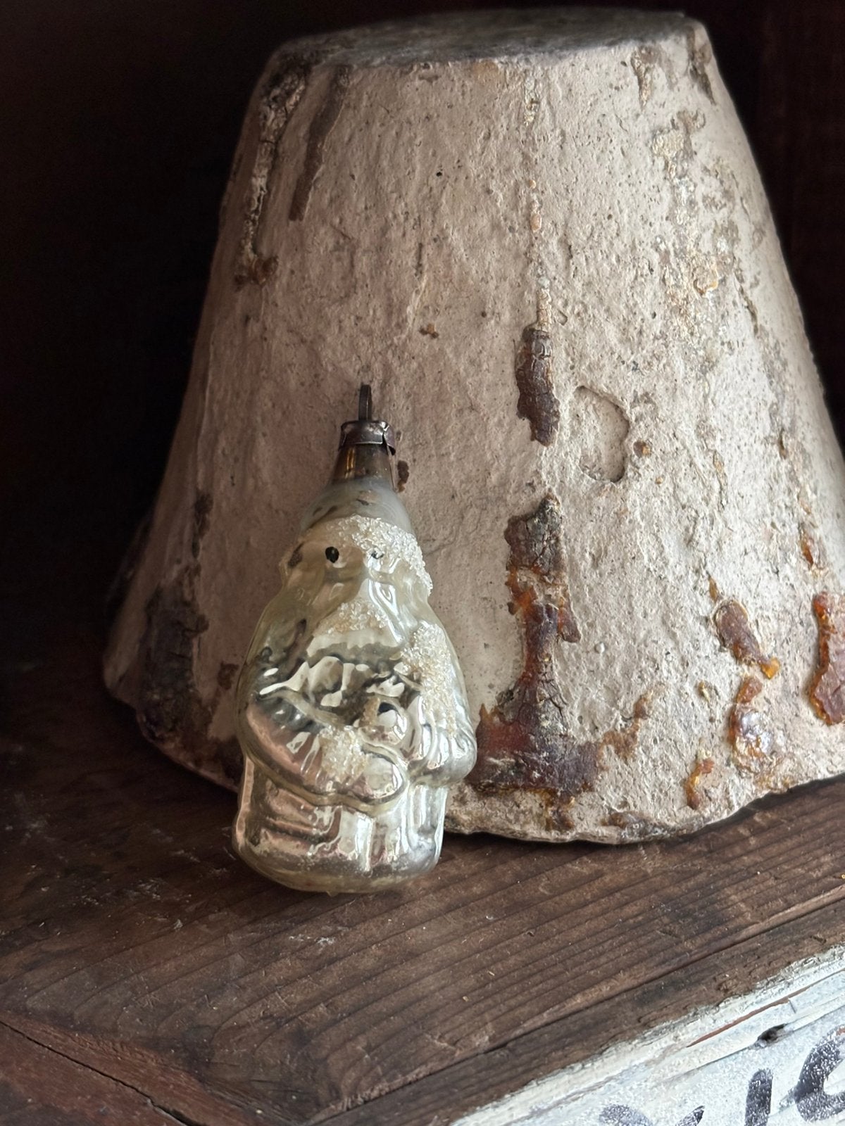 Antieke kersbal ~ kerstman ~ brocante kerst, Diversen, Ophalen of Verzenden, Gebruikt