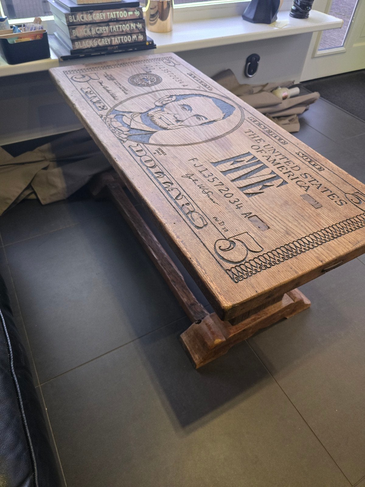 Handgemaakte tafel, dollar abraham lincoln, Ophalen