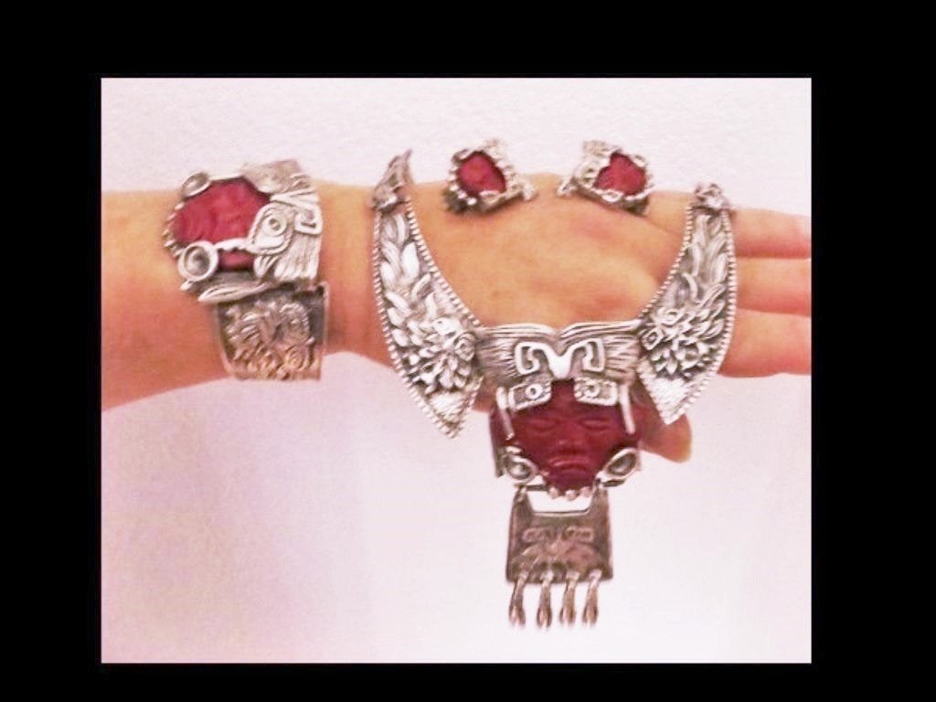 Bijzonder Design Zilveren Collier/Armband/Oorbellen/Jaspis!, Sieraden, Tassen en Uiterlijk, Antieke sieraden, Verzenden, Zilver
