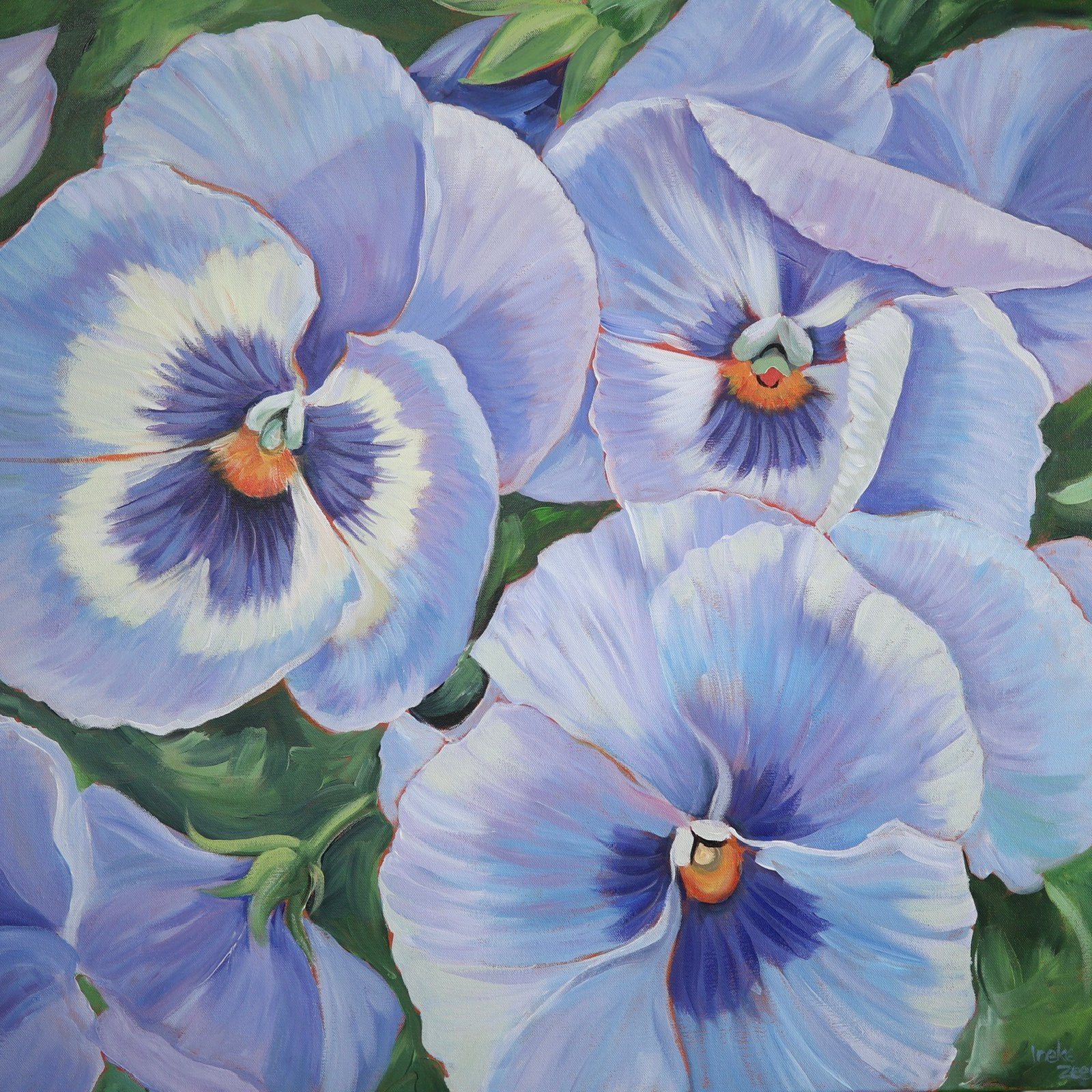 Schilderij blauwe viooltjes, Ophalen of Verzenden, Nieuw, Schilderij
