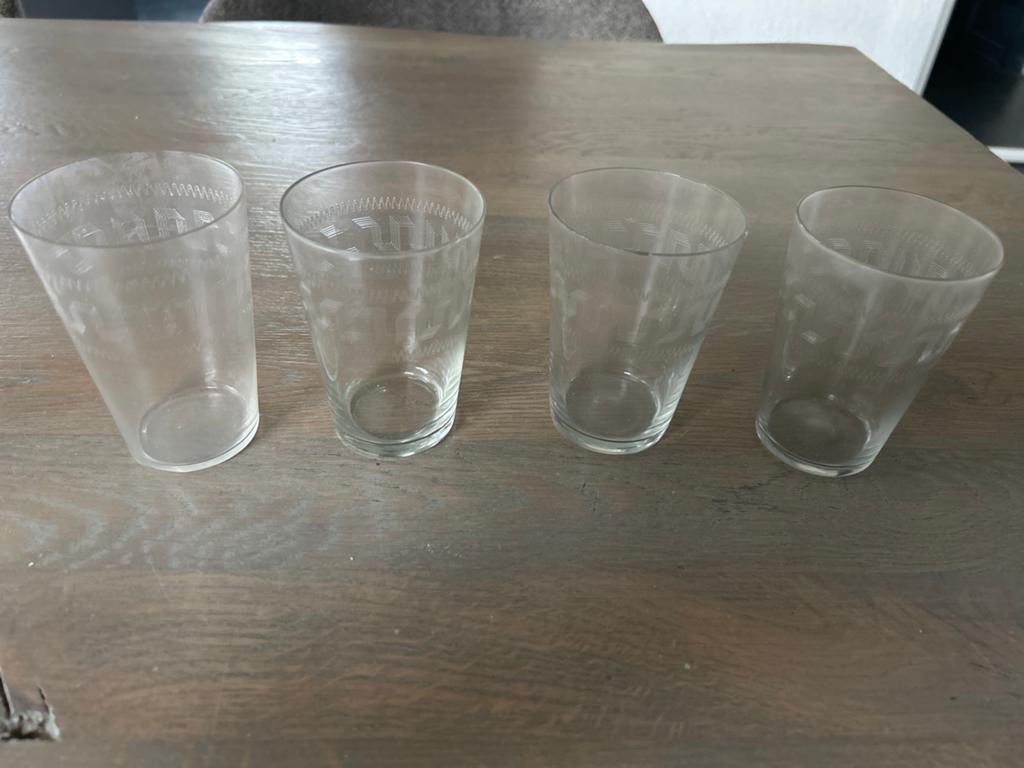 4 Kristallen Glazen uit circa 1920, Antiek en Kunst, Antiek | Glas en Kristal, Ophalen