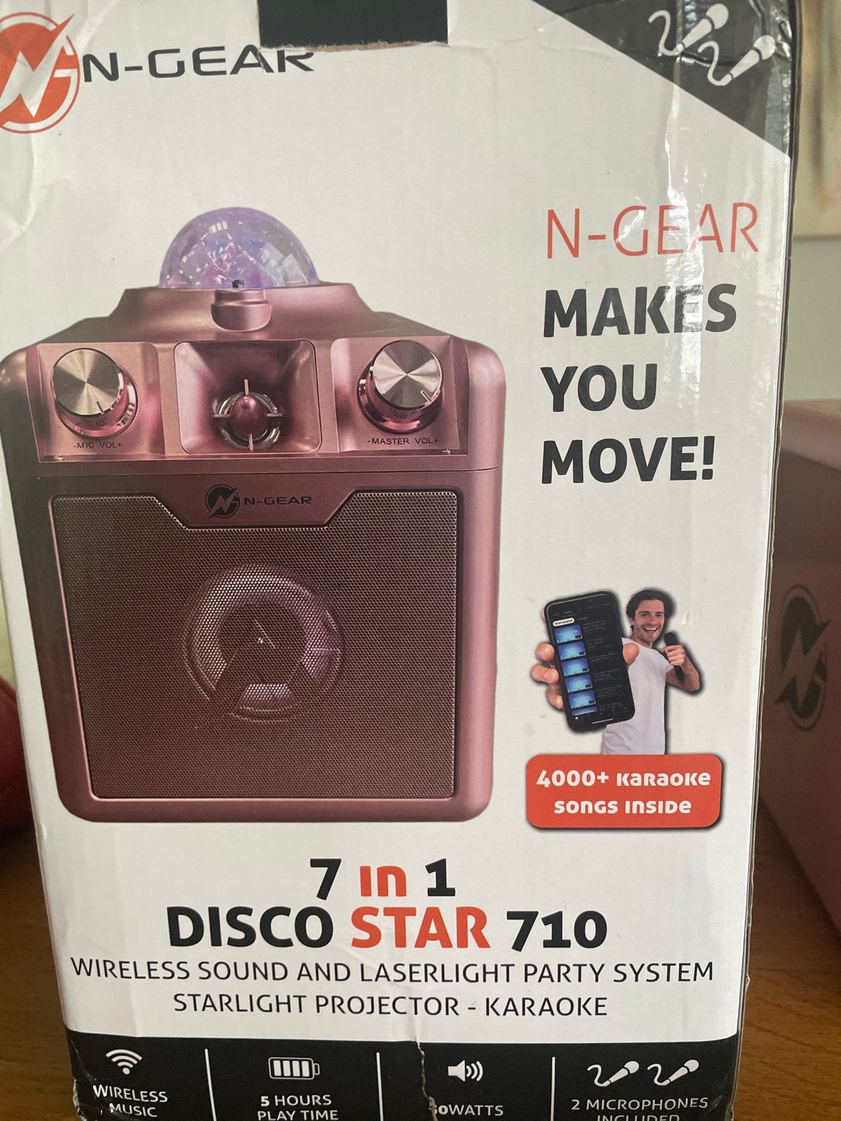 N-GEAR Disco Star 710 Muziekbox met Microfoons, Ophalen, Zo goed als nieuw, Complete set