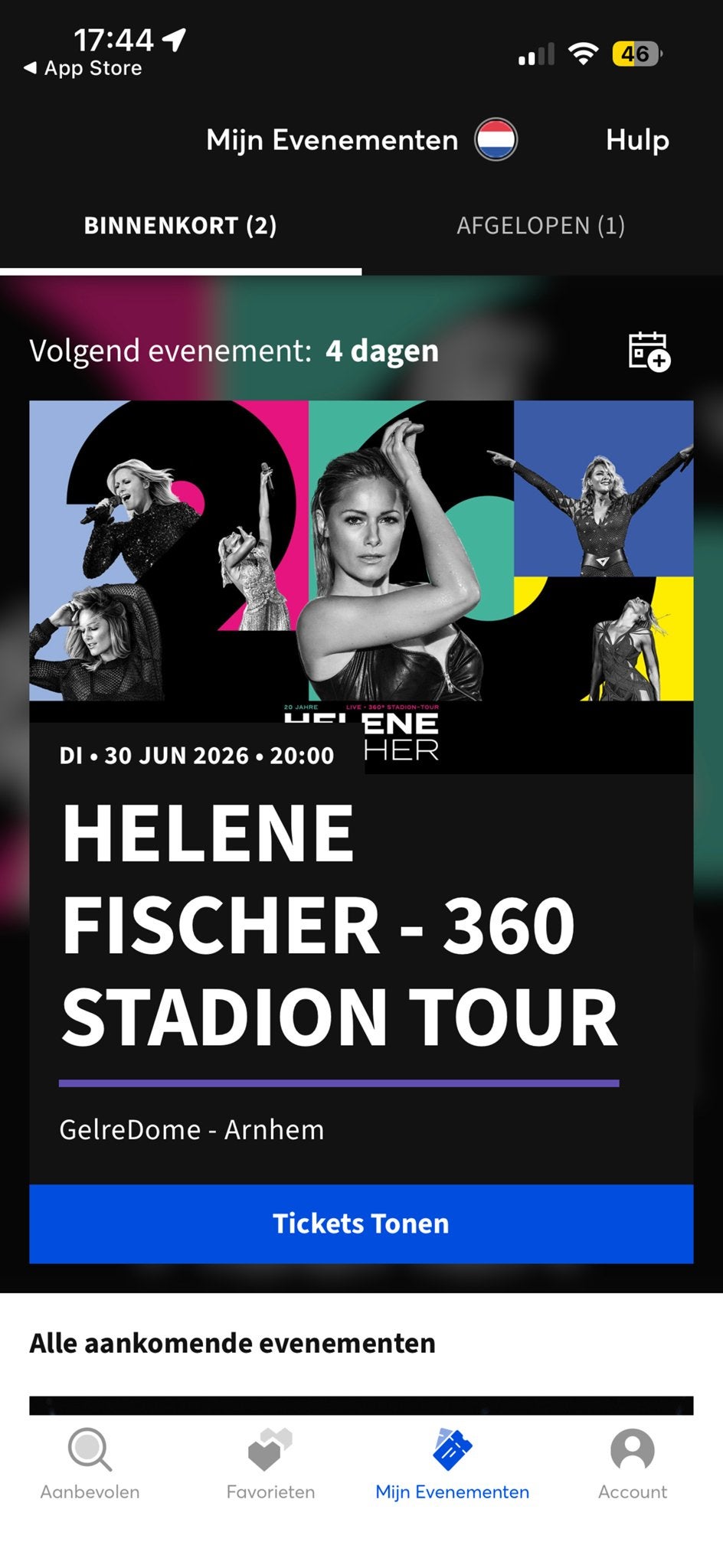 2x staanplaatsen Helene Fischer 30 juni, Tickets en Kaartjes, Twee personen, Juni