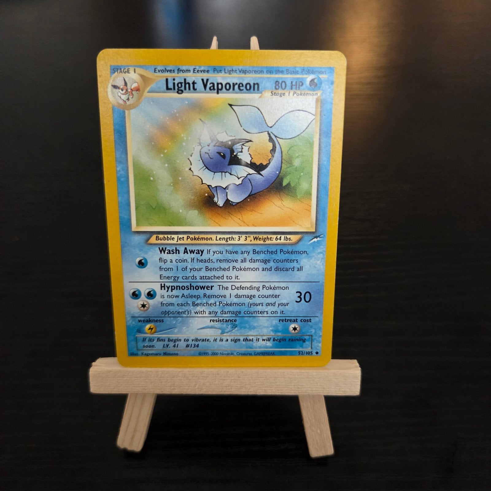 Pokémon Kaart Light Vaporeon Neo Destiny 72/105, Hobby en Vrije tijd, Ophalen of Verzenden, Gebruikt, Losse kaart