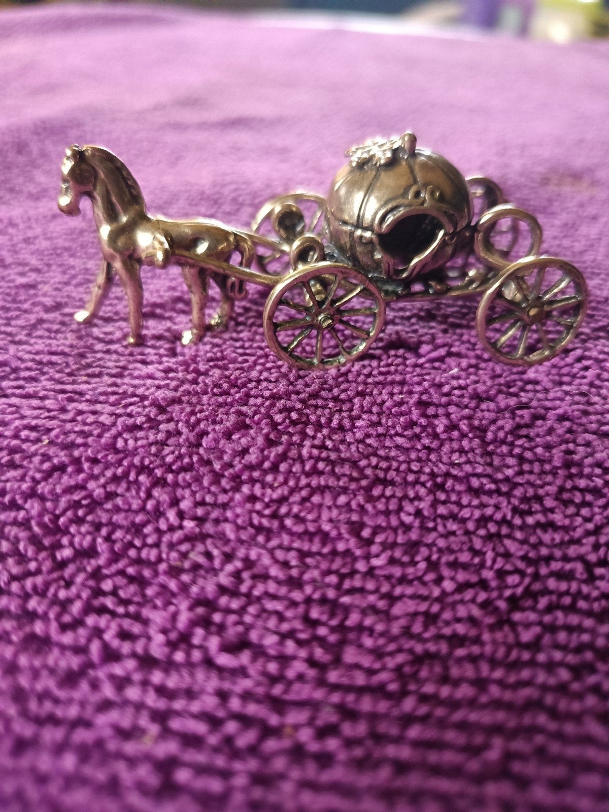 Zilver Koets met Paard - Miniatuur Decoratie, Antiek en Kunst, Ophalen of Verzenden