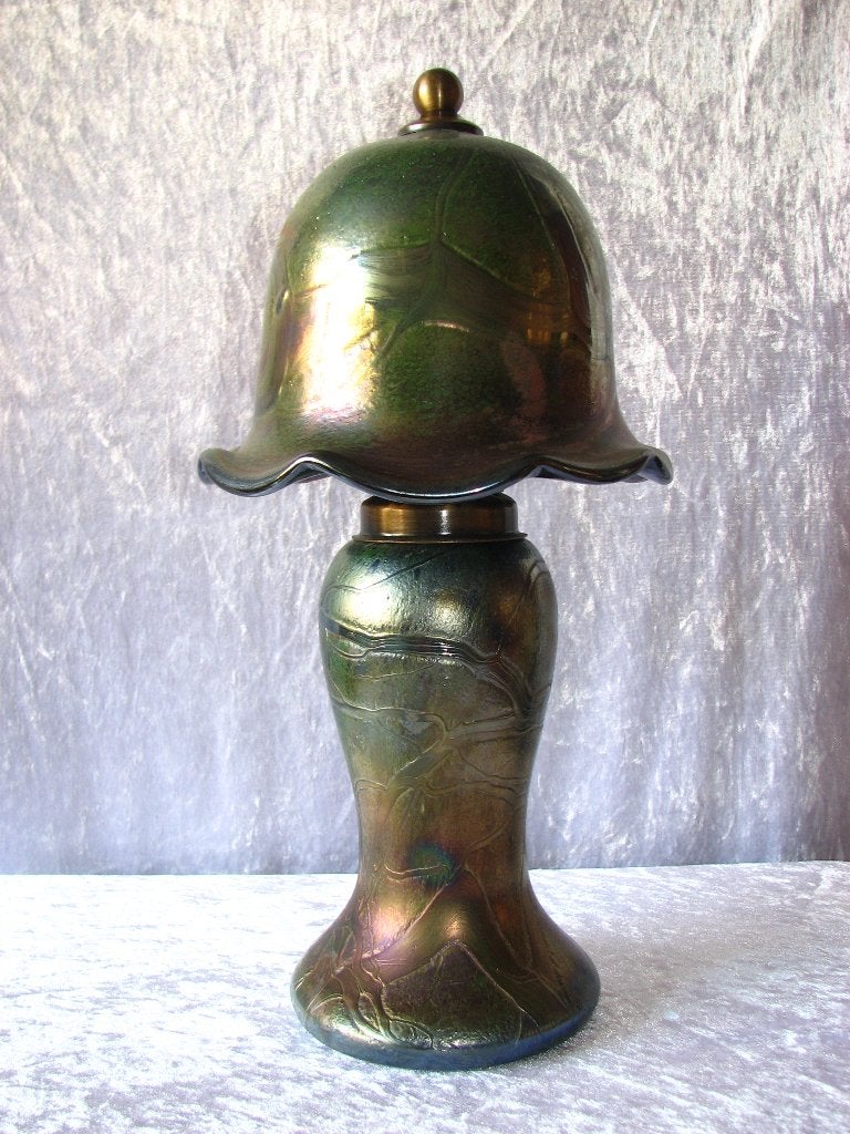 Prachtige Aparte Mondgeblazen Schemerlamp - Iriserend Glas, Ophalen