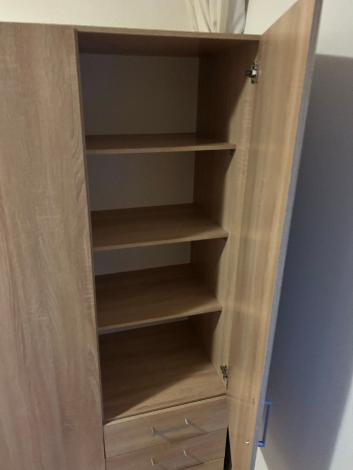 Kledingkast met hanggedeelte, legplanken en lades, Ophalen, Gebruikt, 200 cm of meer, 150 tot 200 cm