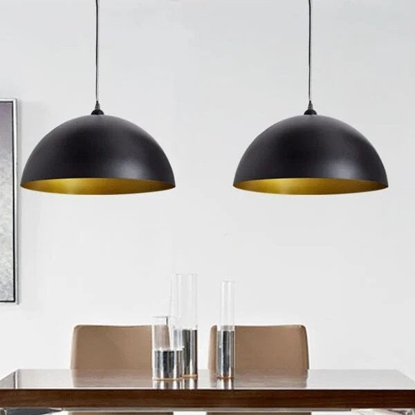Set van twee hanglampen (Eglo) zwart/goud, Ophalen, Zo goed als nieuw, Metaal, Modern