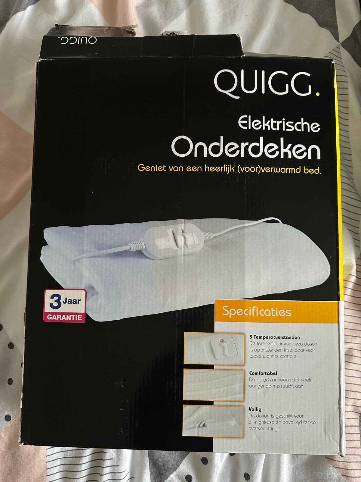 QUIGG Elektrische Onderdeken - Heerlijk Verwarmd Bed, Huis en Inrichting, Eenpersoons, Wit, Nieuw, Ophalen of Verzenden