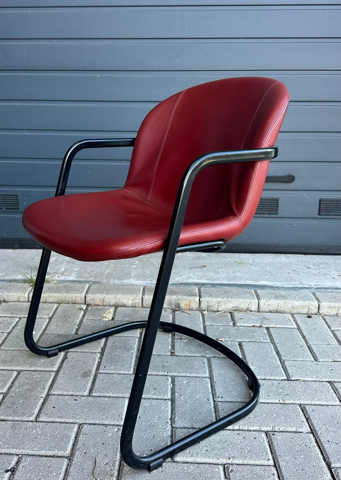 6x Gaston Rinaldi design stoelen, Gebruikt, Zwart, Leer, Ophalen of Verzenden