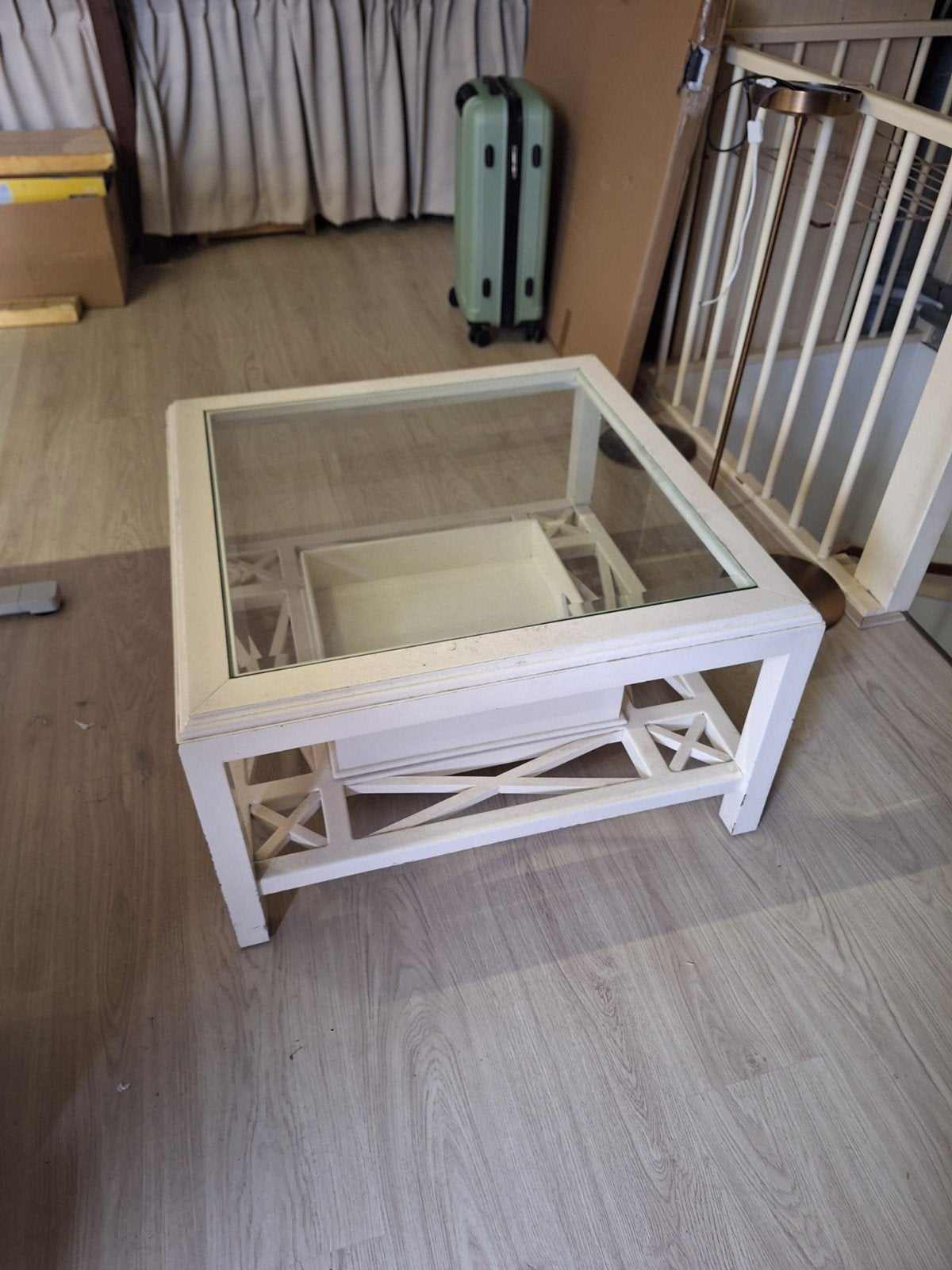 vintage salontafel, bijzettafel 80x80 cm, Ophalen, Zo goed als nieuw