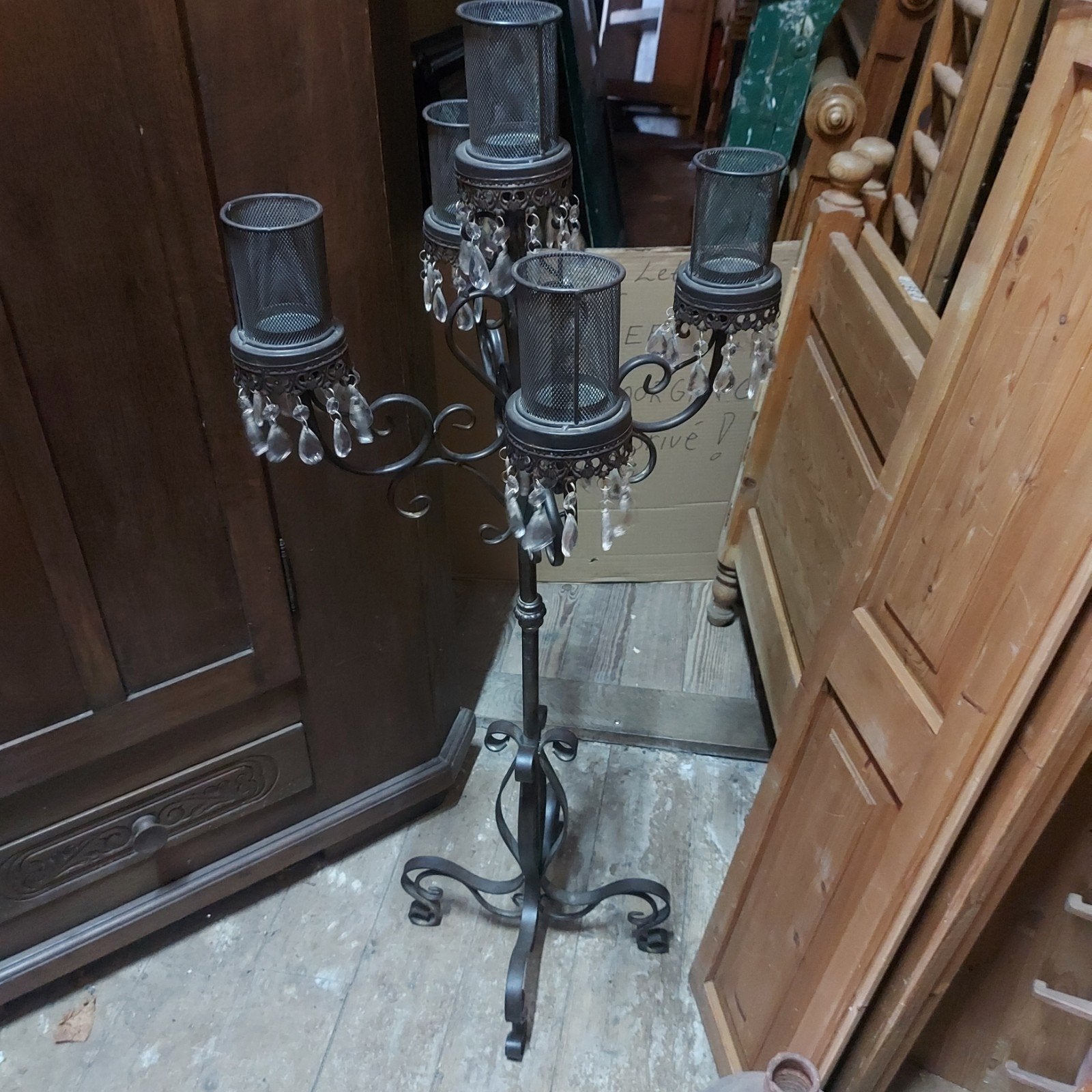 smeedijzer kandelaar puntgaaf 5 lichtpunten, Ophalen of Verzenden