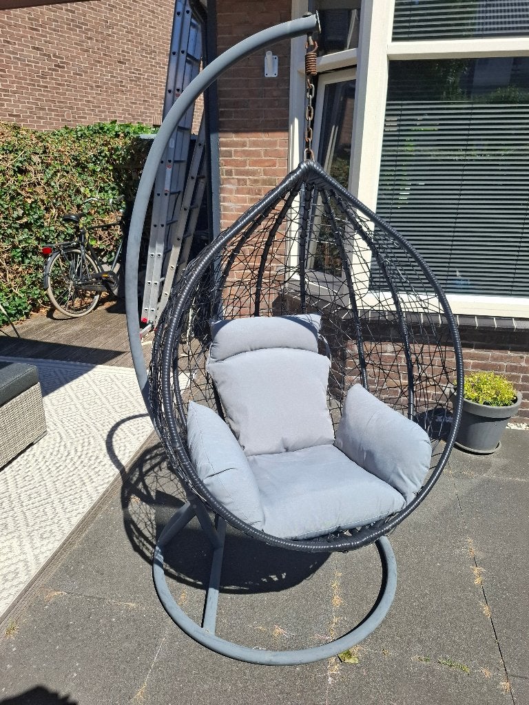 Hangstoel + loungekussen, Ophalen, Gebruikt, Metaal, Verstelbaar