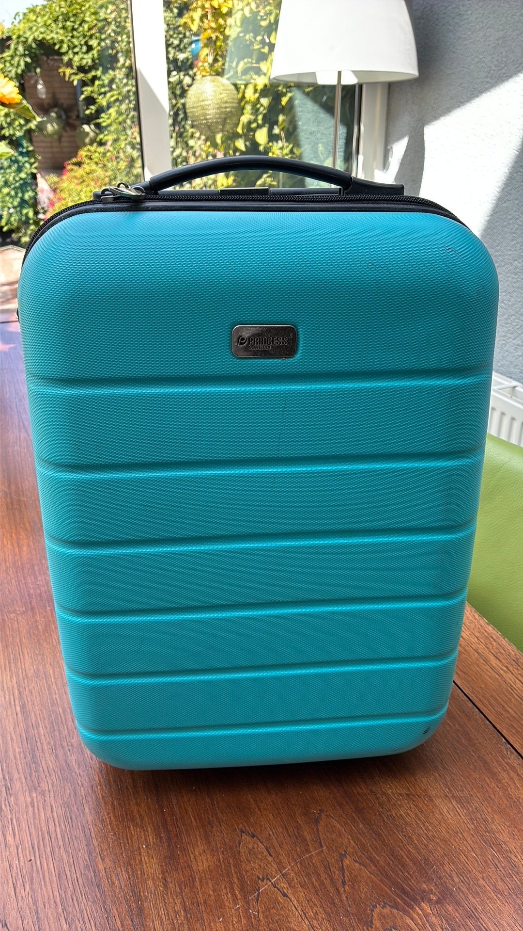 Turkoise handbagage koffer, Gebruikt, Hard kunststof, Minder dan 50 cm, Minder dan 35 cm