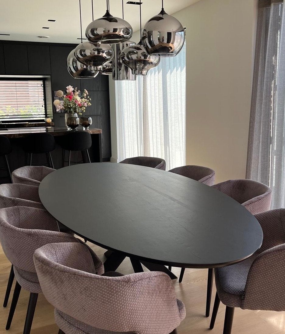 Ovale eettafel zwart 260x120 cm in zeer goede staat, Huis en Inrichting, Tafels | Eettafels, Ophalen, 100 tot 150 cm, 200 cm of meer