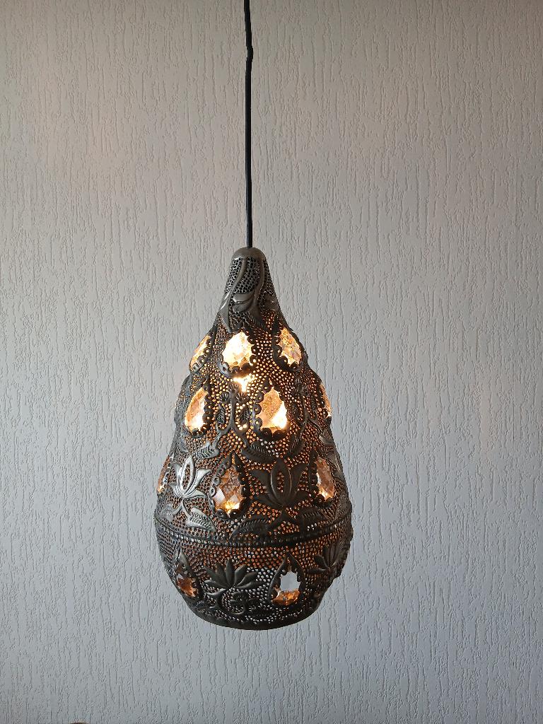 Oosterse Hanglamp - Druppelvorm - Zenza, Huis en Inrichting, Lampen | Hanglampen, Ophalen of Verzenden, Gebruikt, Glas, Oosters