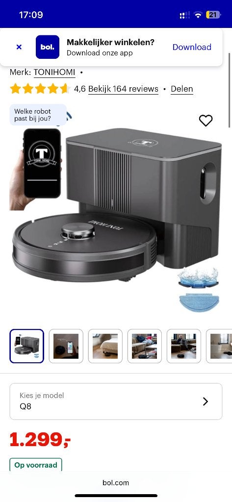 Foto 4 van Ongebruikte robotstofzuiger met dweil (winkelprijs €1299)